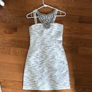 Gorgeous Grey and White Beaded Laundry Dress